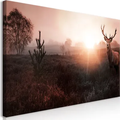 Produktbild von Wandbild Mega XXXL Hirsch 250x125 cm Einteiliger XXL-Format Kunstdruck zur Selbstmontage Leinwandbilder moderne Bilder DIY Wanddekoration Wohnung Deko Tiere Natur Landschaft g-B-0050-ak-g