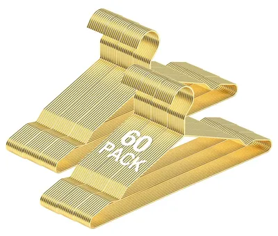 Productafbeelding van Solidchoice - Robuuste Metalen Kleerhangers 60 Stuks Goudkleurig