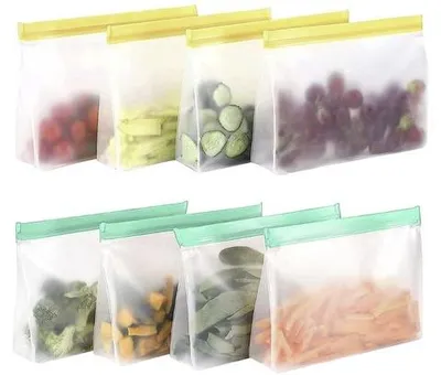 Produktbild von Wiederverwendbare Silikonbeutel, 8 Stück, für Gemüse, Snacks