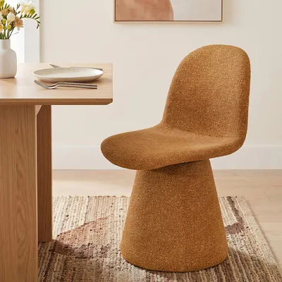 Productafbeelding van Duhome eetkamerstoel van bouclé stof, gestoffeerde stoel, fauteuil met rugleuning, draaistoel voor eetkamer, woonkamer of slaapkamer, geel