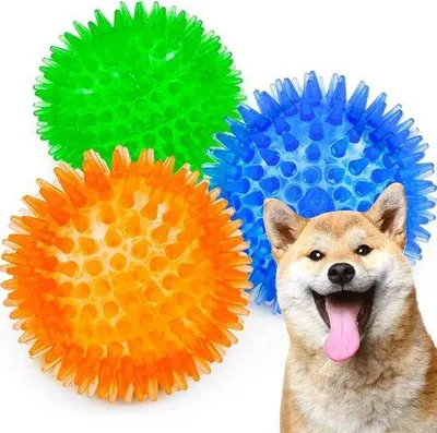 Produktbild von Hunde Spielzeug - Spielzeug für Hunde Piependes gummiertes TPR Kau Spielzeug Stachelball Werfspielzeug für Welpen Zahnreinigung Langeweile kleine mittelgroße Hunde 3