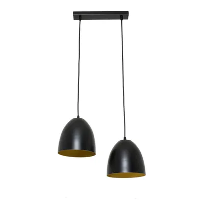 Obrázek produktu pro Závěsné světlo černé zlato 2 světla E27 kovový retro design výškově nastavitelná závěsná lampa jídelní stůl