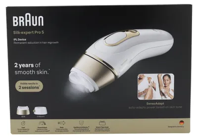 Produktbild von Braun Silk-expert Pro PL5210 IPL, Lichtimpulstechnologie (IPL), Gold, Weiß, AC, 100 - 240 V, 50/60 Hz, 70 mm