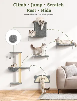 Produktbild von Katzenwandplanken 4-in-1, klimmeubelset, 40,6 cm, für Gipskartonwände