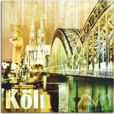 Produktbild von ARTland Leinwandbild Köln Skyline Abstrakte Collage II Größe: 30x30 cm