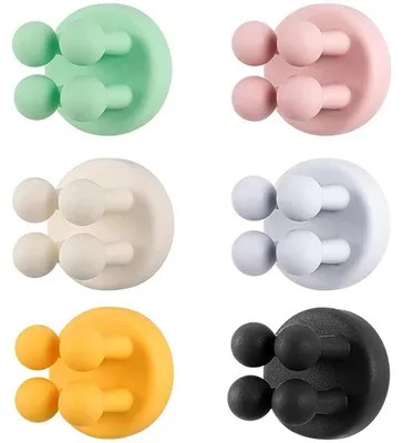 Immagine prodotto di Ganci adesivi in silicone, confezione da 6 pezzi, multifunzionali, impermeabili e autoadesivi, ideali per bagno, cucina e ufficio