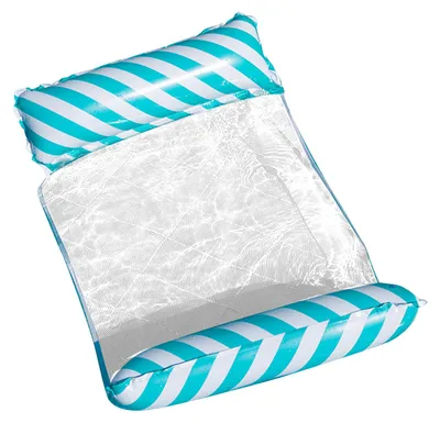 Produktbild von Aufblasbare Pool-Float-Hängematte, Erwachsenengröße, Diagonalstreifen-Design, faltbar, tragbar, Wasser mit Netz für den Sommer, Blau