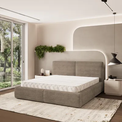 Produktbild von Masseno Polsterbett FELURO 160x200 cm, Polsterbett mit Bettkästen -Beige, TILIA 17