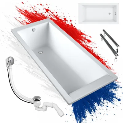 Obrázek produktu pro Vana AQUA for you KRONOS Slim 140×70 bílá, včetně sifonu a nožiček v balení, Koupelnové vany, Vybavení koupelny, Vestavná vana, vana do koupelny