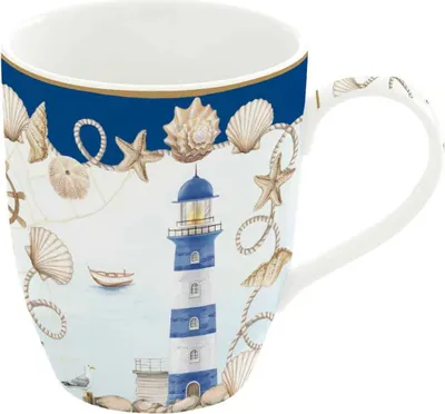 Produktbild von Becher, Tasse BLUE LIGHTHOUSE Leuchtturm 350ml aus Porzellan in GB Easy Life