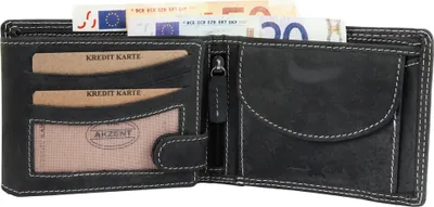 Produktbild von Akzent Herren Geldbörse aus Echtleder. Format 12 x 9 cm.