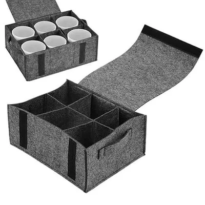 Zdjęcie produktu dla Uchwyt organizer na talerze filcowy do kampera kemping 8 sztuk