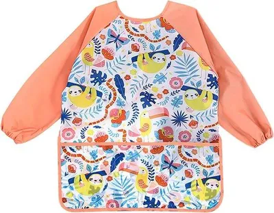 Produktbild von Allecto Plus – Kinderkittel für Kinder im Alter von 3-8 Jahren – Wasserdicht und mit langen Ärmeln – Ideal zum Malen, Kochen, Essen und Basteln – Mit praktischer Tasche – Rosa