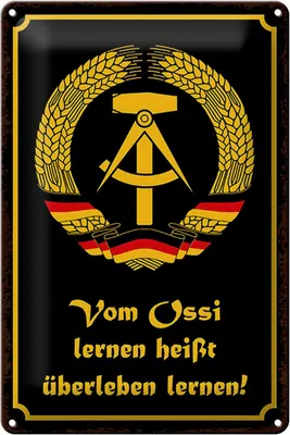 Produktbild von Blechschild Spruch 20x30cm Ossi lernen heißt überleben