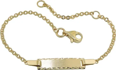 Produktbild von Kinder-Armband mit Gravurplatte Schildarmband 375 Gold Gelbgold 12-15cm