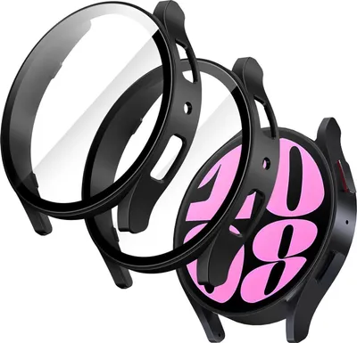 Produktbild von Schutzhülle mit Schutzfolie für Samsung Galaxy Watch 6 40mm Schwarz 2er Pack