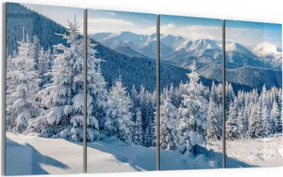 Produktbild von DEQORI Glasbild Echtglas 4x30x60 cm 'Karpatenwinter' Wandbilder XXL groß