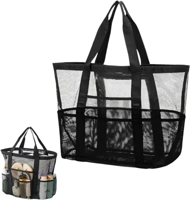 Imagen del producto de Bolsa de playa de malla, grande, plegable, de tamaño XXL, ideal para la familia