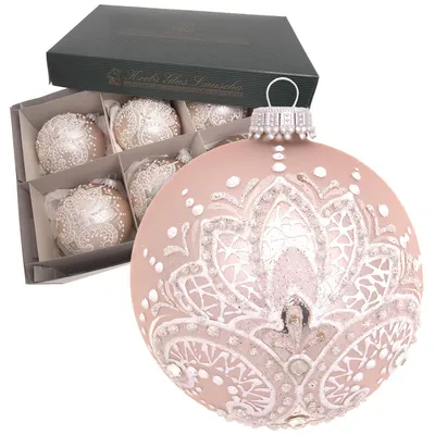 Produktbild von Krebs Glas Lauscha Glaskugel 6er Set in Pink - 8cm - Christbaumschmuck aus Glas - 24248