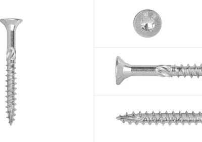 Obrázok produktu pre Skrutky do drevotrieskových dosiek Pozinkované 6 x 60 mm Torx 30 Čiastočné závity – balenie po 100 skrutkách