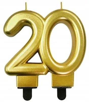 Produktbild von GoDan Geburtstagskerze Zahl 20 Gold für 20. Geburtstag