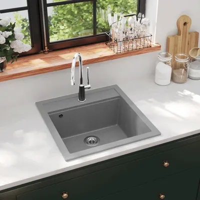 Produktbild von Ankonbej Granit-Küchenspüle Einzelbecken Grau