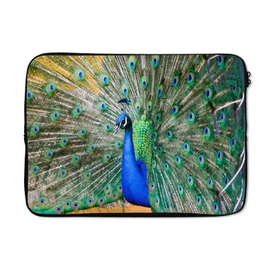 Produktbild von MuchoWow® Laptop Hülle 14 ZollPfauenfedern - Blau - Grün Laptoptasche - Laptoptasche - Stoßsicher - Schutzhaube