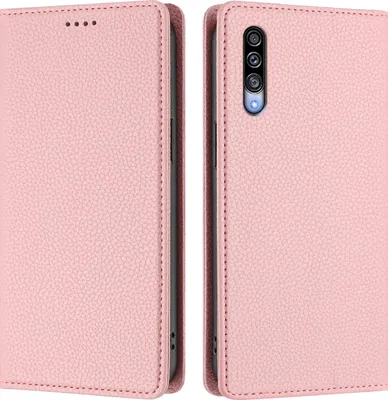 Produktbild von Litchi Leder Handyhülle für Samsung Galaxy A50/A50S/A30S Wallet Kartenfächer Standfunktion Hülle Pink