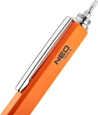 Image de NEO TOOLS Stylo multifonctionnel 5 en 1 en métal, noir ; règle, tournevis, niveau à bulle ; stylet/touchpen pour l'écran ; boîte cadeau, section carrée,