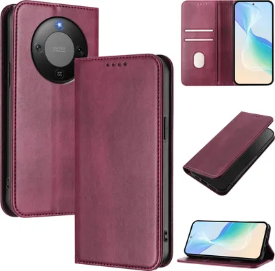 Immagine prodotto di Custodia per telefono cellulare per Honor X9D, vintage in pelle RFID protezione carta titolare stand funzione magnetica flip cover rosso