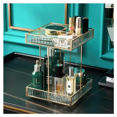 Produktbild von 360° drehbarer Kosmetik Organizer, großer Make-up Organizer, Glas Skincare Schmink Organizer für Schminktisch, Schlafzimmer, Badezimmer
