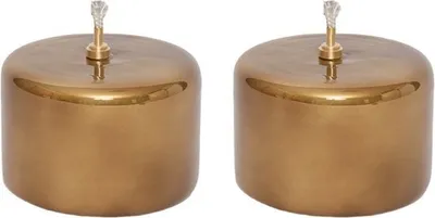 Produktbild von WInQ - Öllampenzylinder 10x10cm Gold - 2 Stück - Idealer Ersatz für Kerzen inkl. Docht und Trichter