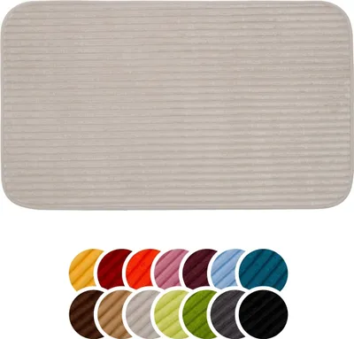 Produktbild von liebling Badteppich mit Anti-Rutsch-Beschichtung aus PVC Noppen, Cord-Optik, 100% Polyester, 60 x 100 cm, Fußbodenheizung geeignet, sand