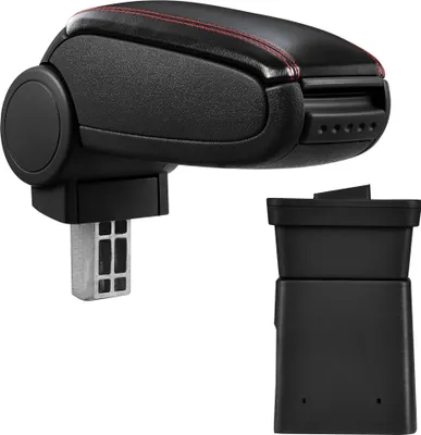 Immagine prodotto di [Bracciolo centrale, perfetto per Dacia Logan e Sandero, Dacia Logan (MK1, anno 2004-2013) Dacia Sandero (MK1, anno 2008-2012) Dacia Sandero (MK2, anno 2012-) - bracciolo con vano portaoggetti - rivestito - pelle artificiale nera con cuciture rosse