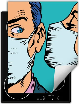 Produktbild von DarHaus Herdabdeckplatte Einteilig Küche Abdeckplatte für Glaskeramikkochfeld Abdeckung Induktionskochfeld Aufrollbare Matte 40x52 cm, pop art. - Maske