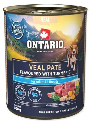Imagen del producto de Comida húmeda para perros adultos Ontario, sabor ternera con cúrcuma, 800g