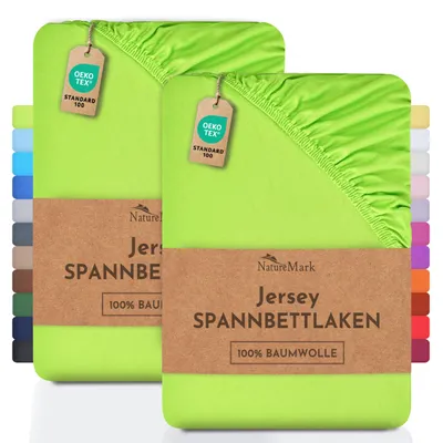 Image de Drap-housse en jersey pour enfant, lot de 2, 100% coton, 70x140 cm, pour lit d'enfant
