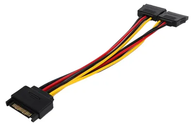 Zdjęcie produktu dla Kabel adaptera SATA 1 w 2 – przedłużacz zasilania do dysku twardego i napędu optycznego komputera