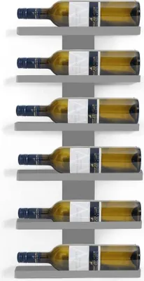 Produktbild von Wand-Weinregal für 6 Flaschen 0,75l, silberfarben, Metall