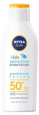 Produktbild von Nivea - Kindersonnenlotion SPF 50 + Sun Kids (Pure & Sensitive Sun Lotion) 200 ml 200ml