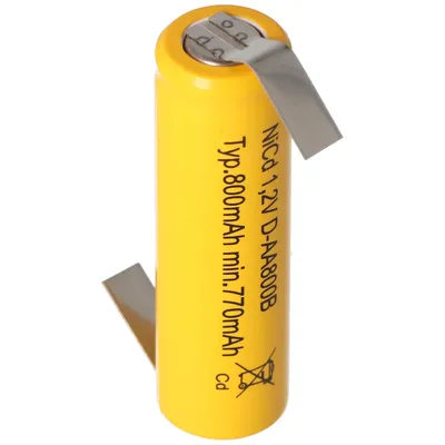Zdjęcie produktu dla Płaski akumulator NiCd Mignon 1,2 V 600 mAh AA w kształcie litery Z, do oświetlenia awaryjnego itp.