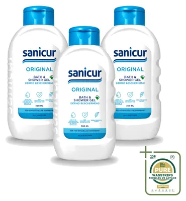 Image de 3 flacons de gel douche et bain Sanicur Original - 300 ml chacun - Pack économique - 3 pièces