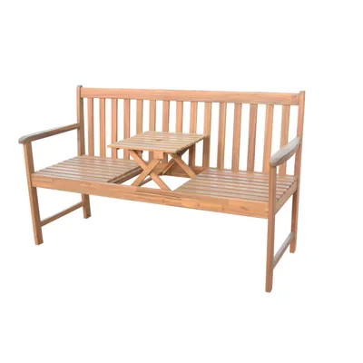 Produktbild von Gartenbank mit integriertem Tisch 2-Sitzer 3-Sitzer Holzbank Sitzbank Parkbank Bank Gartenmöbel Akazienholz