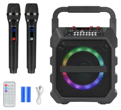 Produktbild von INF Tragbarer 25W Karaoke-Lautsprecher mit 2 Mikrofonen, RGB und Akku