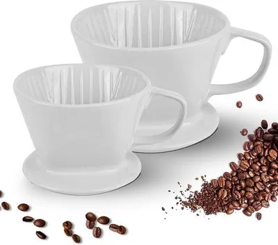 Produktbild von Famanu Kaffeefilterhalter aus Porzellan - Wiederverwendbar, Weiß