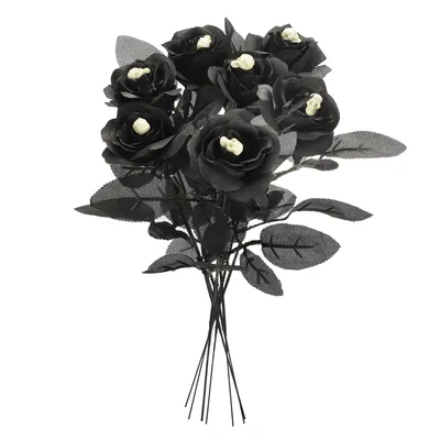 Image de Rose Artificielle Halloween,Fausse Rose Halloween,Rose Artificielle avec tête de mort,Faux fleur pour Halloween