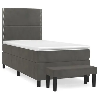 Immagine prodotto di vidaXL Letto a molle con materasso grigio scuro 90x200 cm in velluto