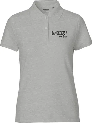 Produktbild von Huuraa Damen Polo Shirt Bangkok my love S Sport Grey Bio Baumwolle Fairtrade Poloshirt Geschenkidee