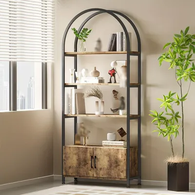 Immagine prodotto di Libreria a 4 ripiani - Scaffale a giorno - Mobile aperto - Libreria modulare - Contenitore portaoggetti - Bianco - Struttura in metallo in stile industriale