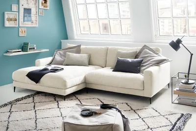 Produktbild von KAWOLA Ecksofa CARA Sofa Recamiere links Cord cremeweiß